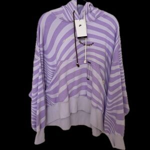 Nike Sports Lavender Striped Hoodie Mind Over Matter Show Yourself Love XL NWT